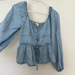 Aerie Light Blue Denim Blouse